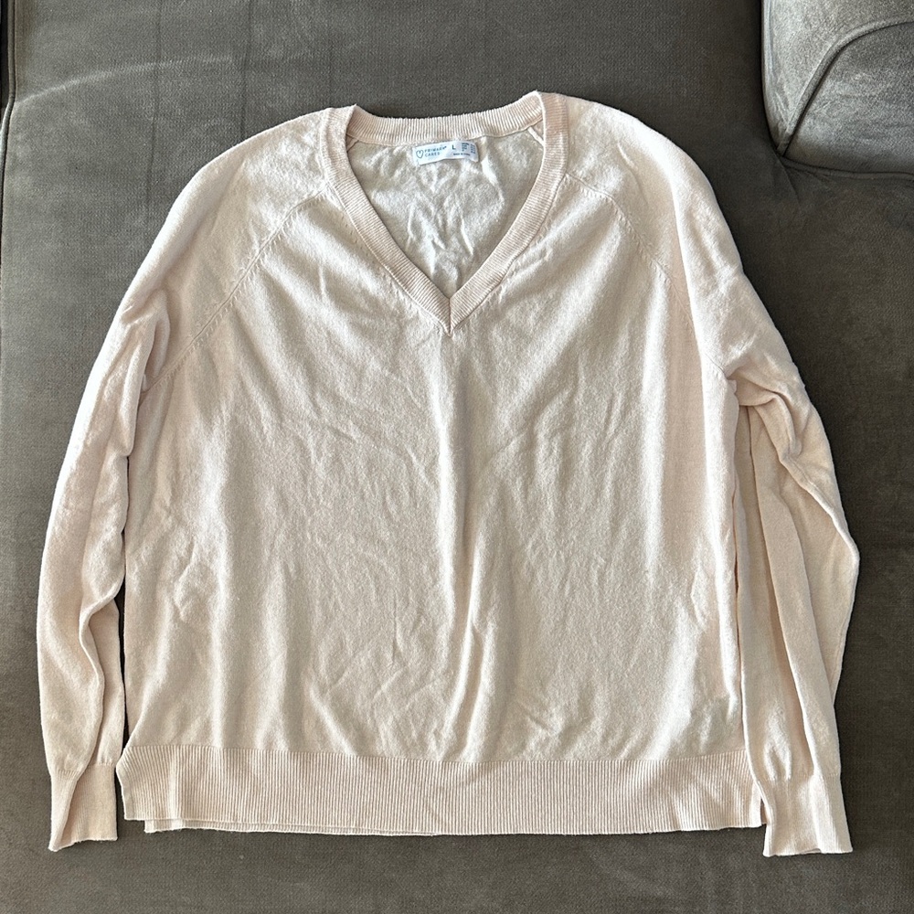 Primark Cream V Neck Sweater L